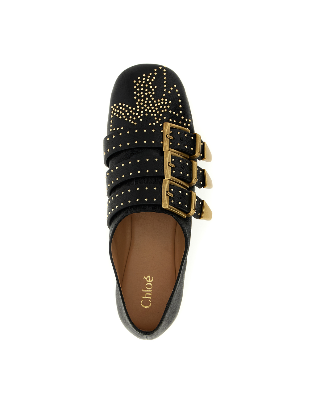 Chloé – Susanna Ballerine in Pelle Nera con Borchie e Fibbie