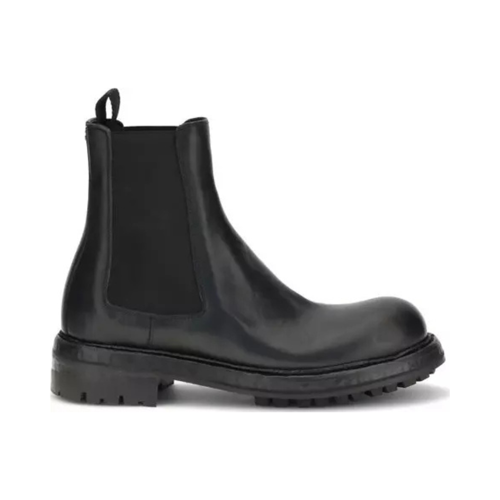 Dolce & Gabbana - Black Calf Leather "Bos Taurus" Chelsea Boots