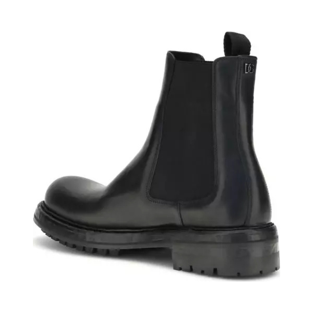 Dolce & Gabbana - Black Calf Leather "Bos Taurus" Chelsea Boots
