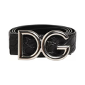 Dolce & Gabbana - Black Exotic Leather DG Logo Buckle Belt