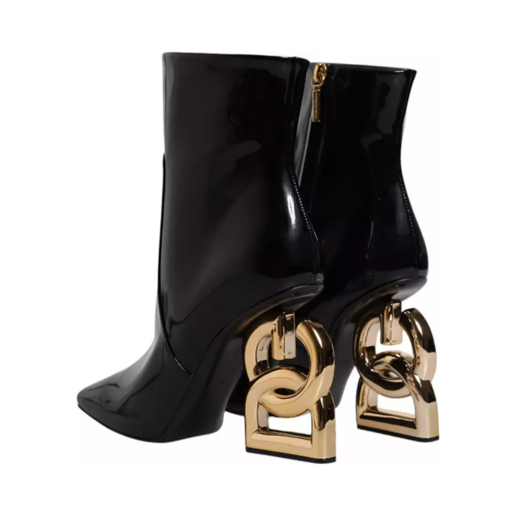 Dolce & Gabbana - Black Jackie Leather Mid Calf Boots Shoes