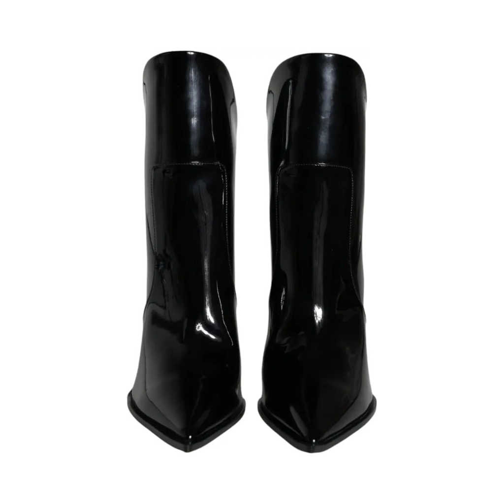 Dolce & Gabbana - Black Patent Leather Pointed Ankle Boots Shoes