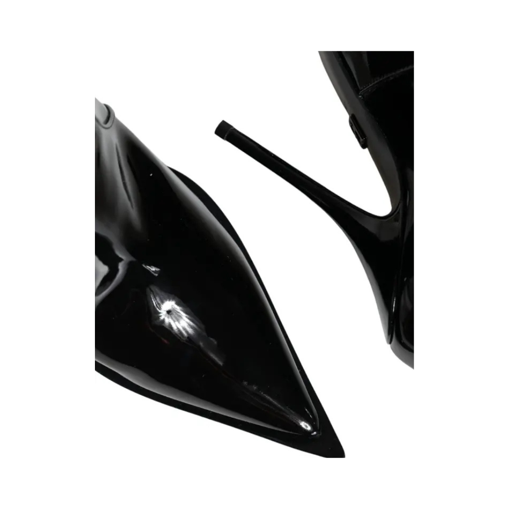 Dolce & Gabbana - Black Patent Leather Pointed Ankle Boots Shoes
