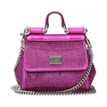 Dolce & Gabbana – Borsa Micro "Sicily" in Crystal Mesh Fucsia con Cristalli