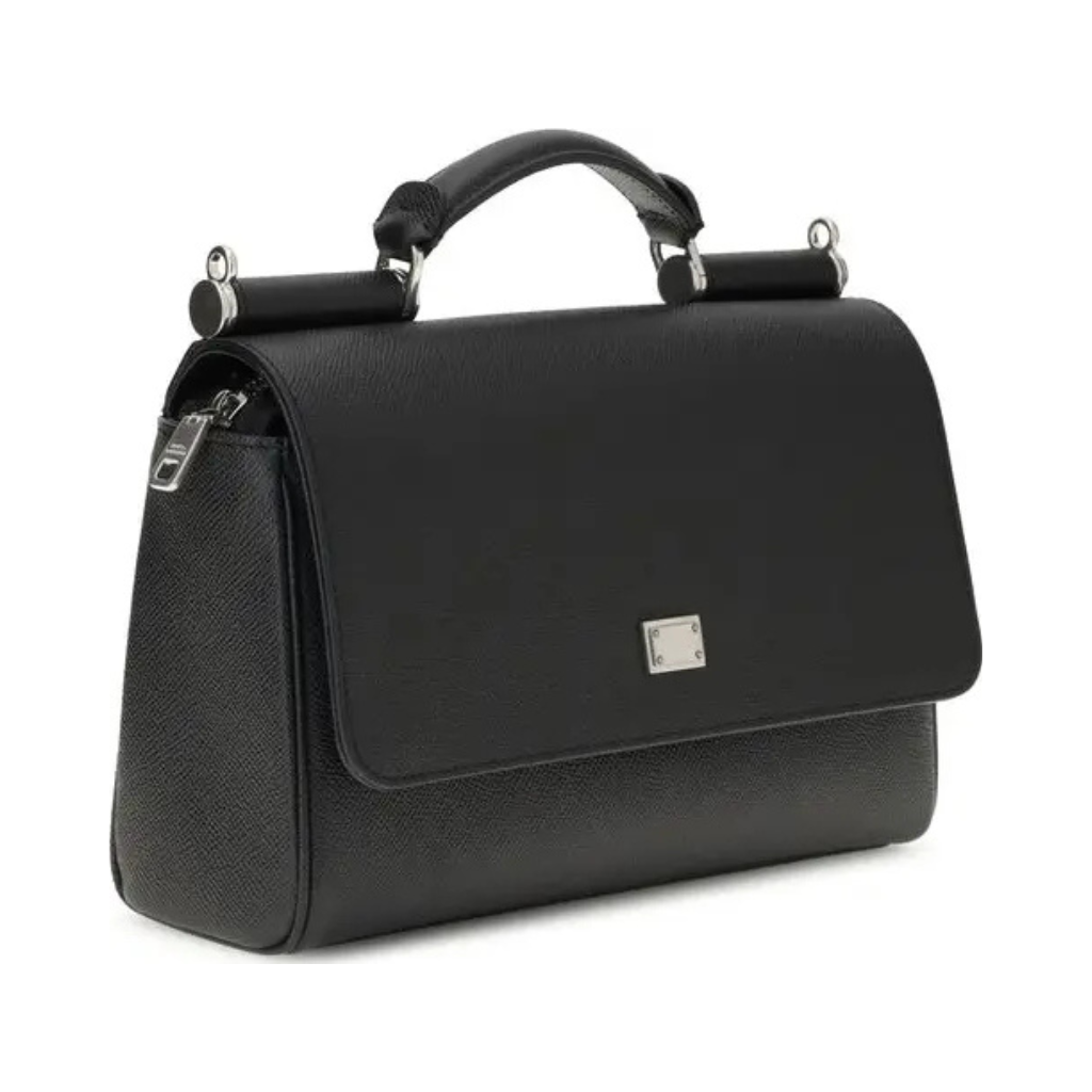 Dolce & Gabbana - Borsa "Sicily" Media in Pelle Dauphine Nera