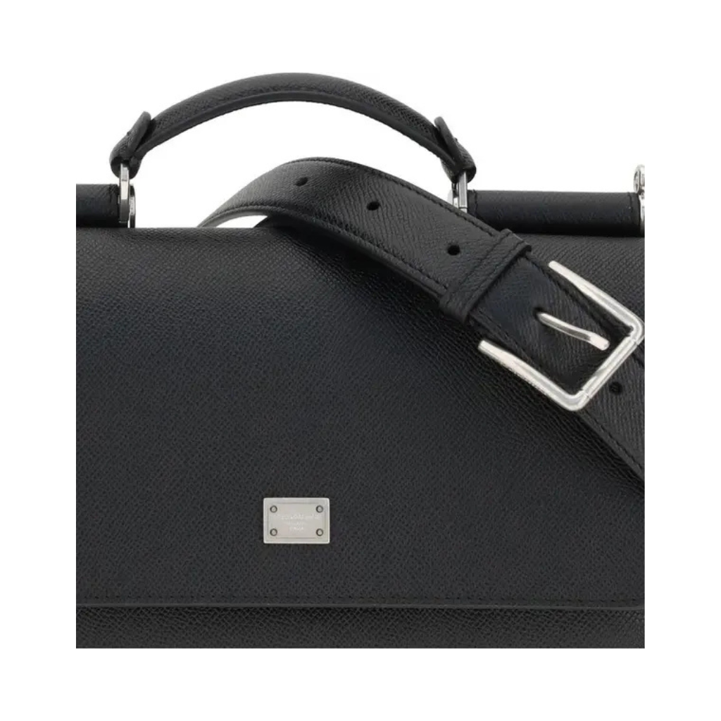 Dolce & Gabbana - Borsa "Sicily" Media in Pelle Dauphine Nera