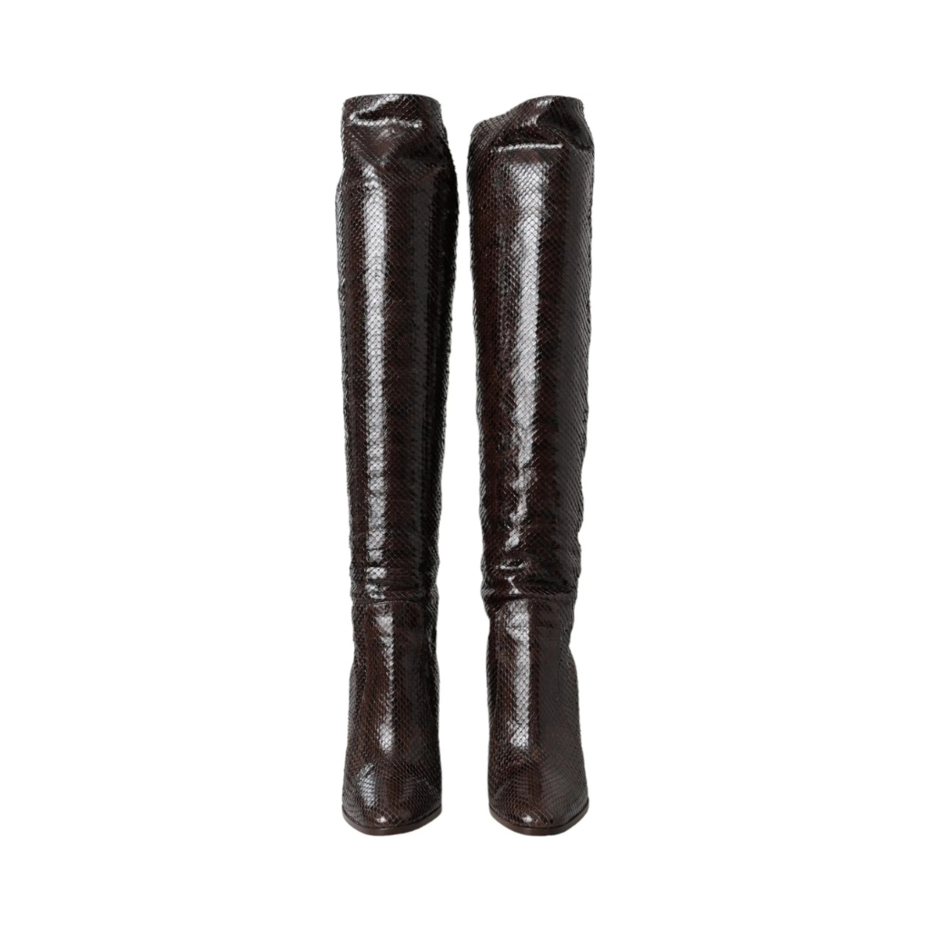 Dolce & Gabbana - Brown Exotic Leather Heels High Boots Shoes
