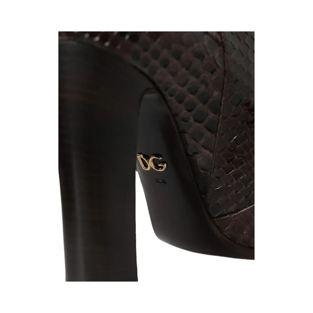 Dolce & Gabbana - Brown Exotic Leather Heels High Boots Shoes
