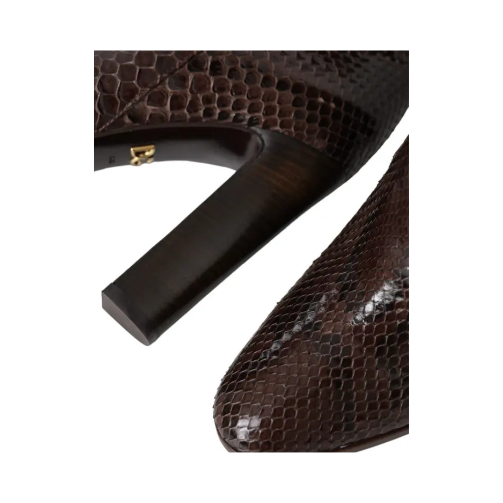 Dolce & Gabbana - Brown Exotic Leather Heels High Boots Shoes