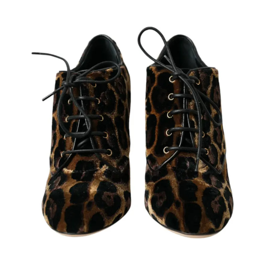 Dolce & Gabbana - Brown Leopard Hair Lace Up Booties