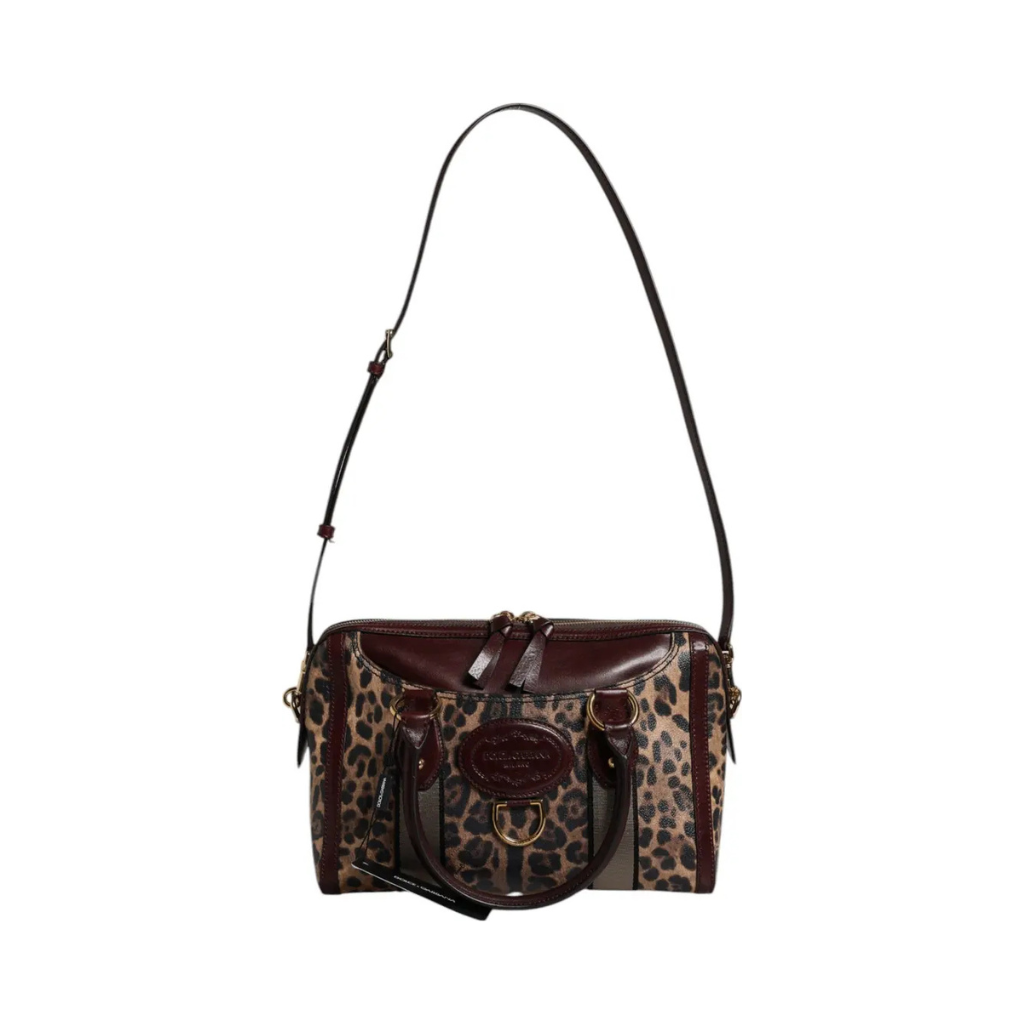 Dolce & Gabbana - Brown Leopard Leather Shoulder Strap Duffle Bag