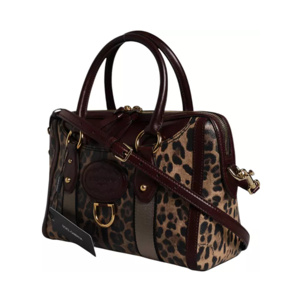 Dolce & Gabbana - Brown Leopard Leather Shoulder Strap Duffle Bag