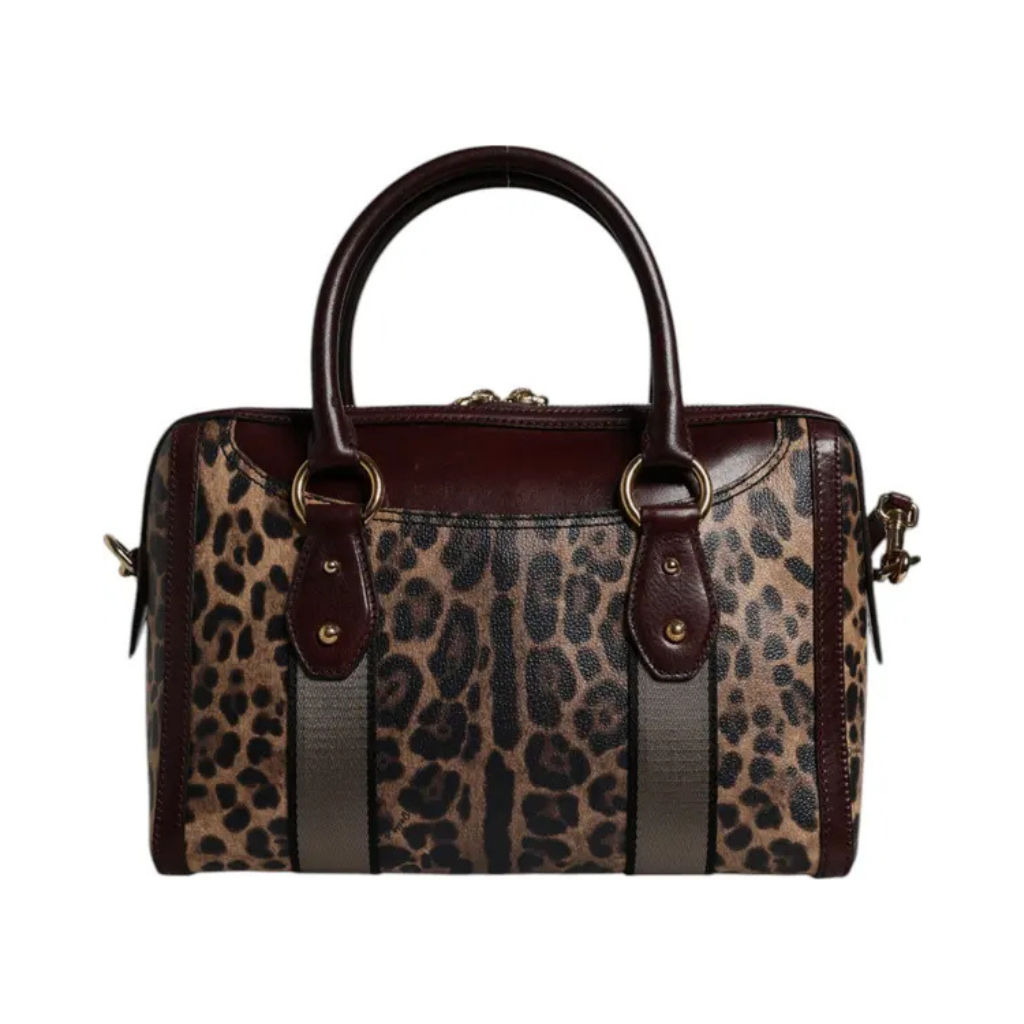 Dolce & Gabbana - Brown Leopard Leather Shoulder Strap Duffle Bag