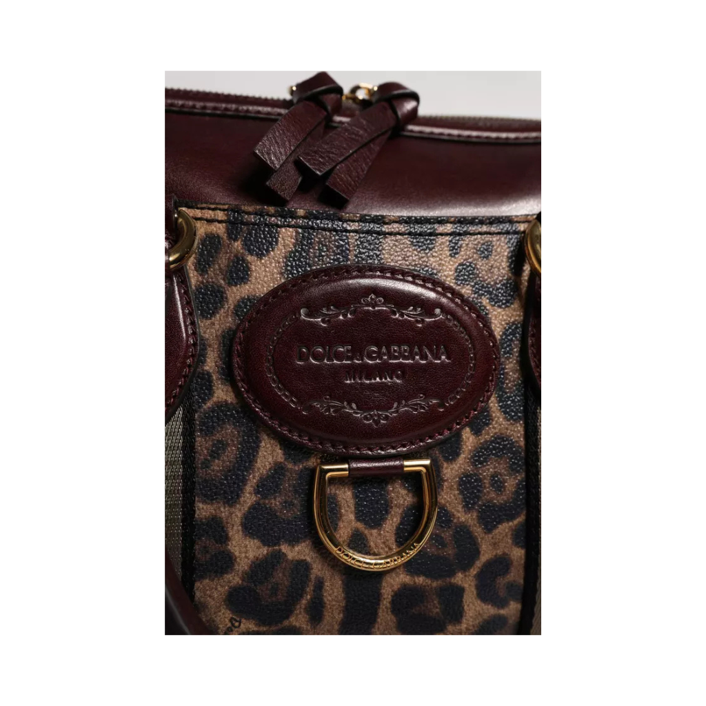 Dolce & Gabbana - Brown Leopard Leather Shoulder Strap Duffle Bag