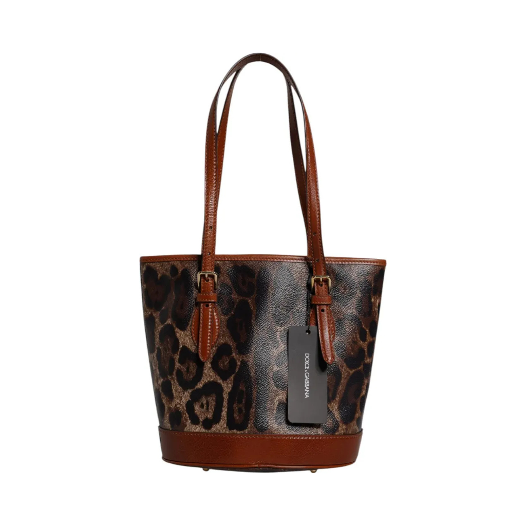 Dolce & Gabbana - Brown Leopard Leather Shoulder Strap Tote Bag
