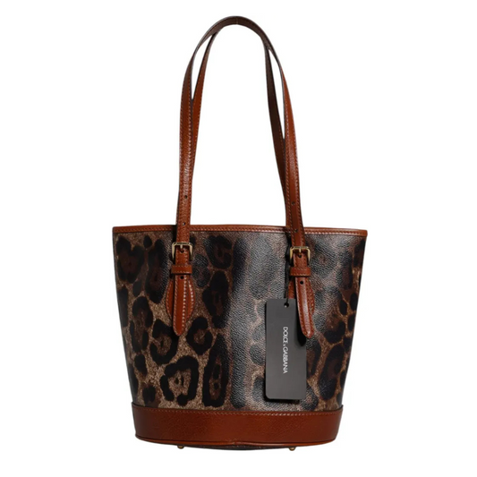 Dolce & Gabbana - Brown Leopard Leather Shoulder Strap Tote Bag