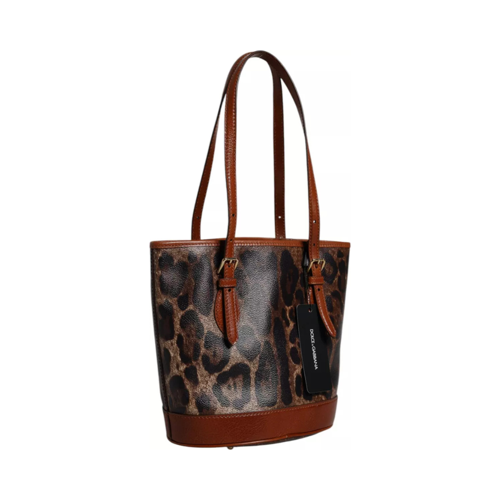 Dolce & Gabbana - Brown Leopard Leather Shoulder Strap Tote Bag