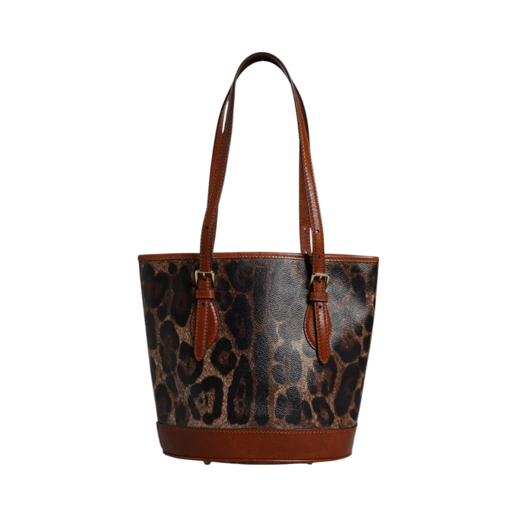 Dolce & Gabbana - Brown Leopard Leather Shoulder Strap Tote Bag