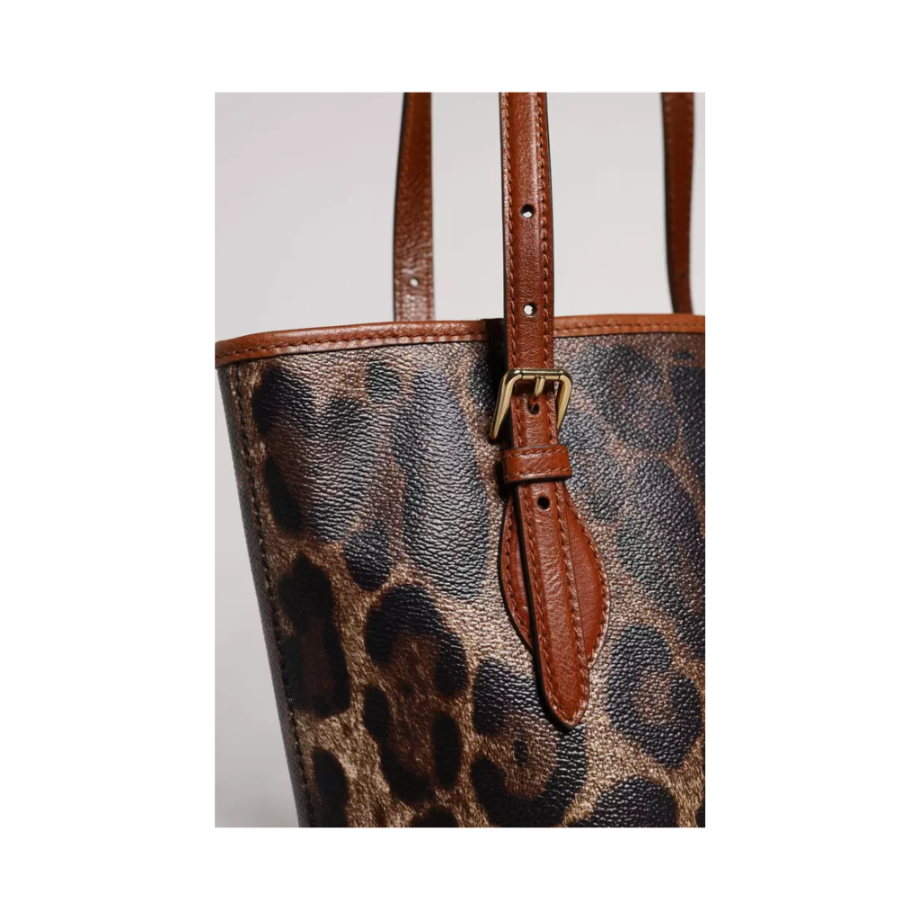 Dolce & Gabbana - Brown Leopard Leather Shoulder Strap Tote Bag