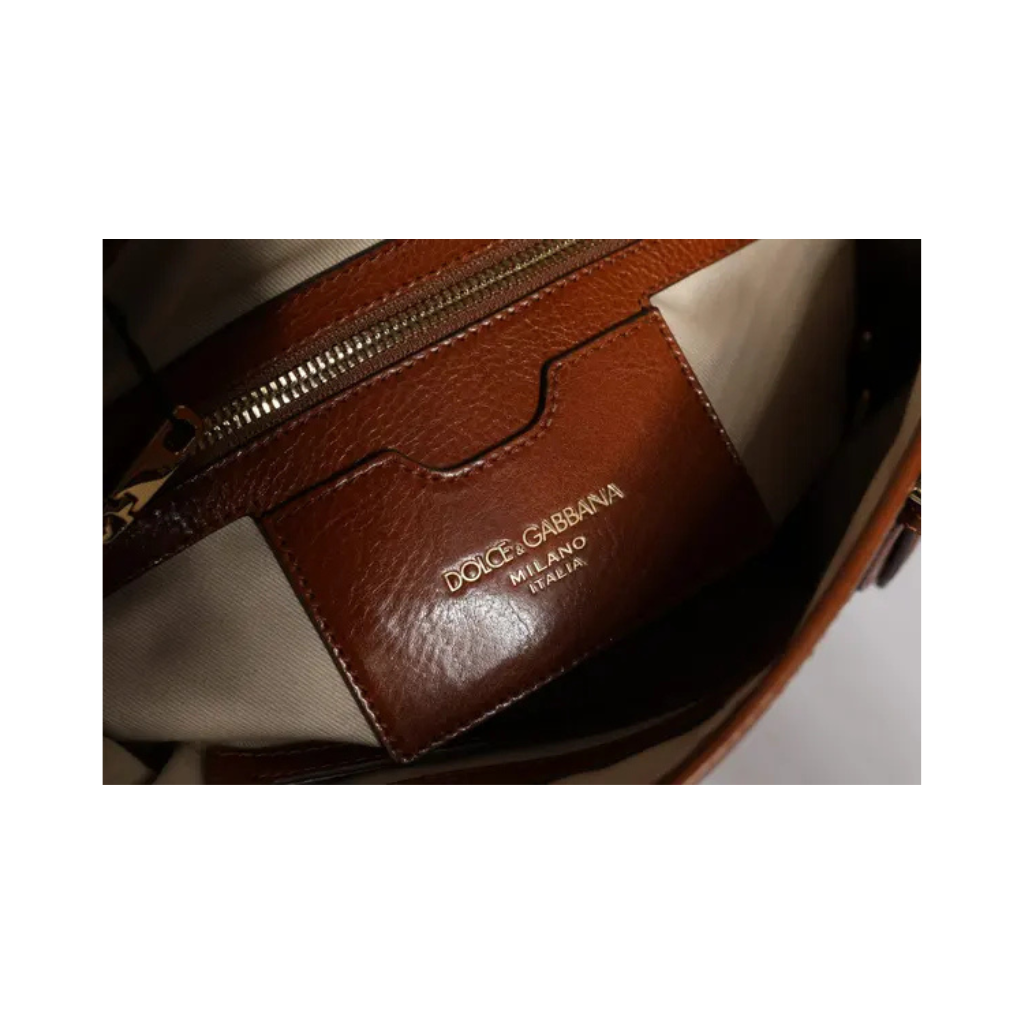Dolce & Gabbana - Brown Leopard Leather Shoulder Strap Tote Bag