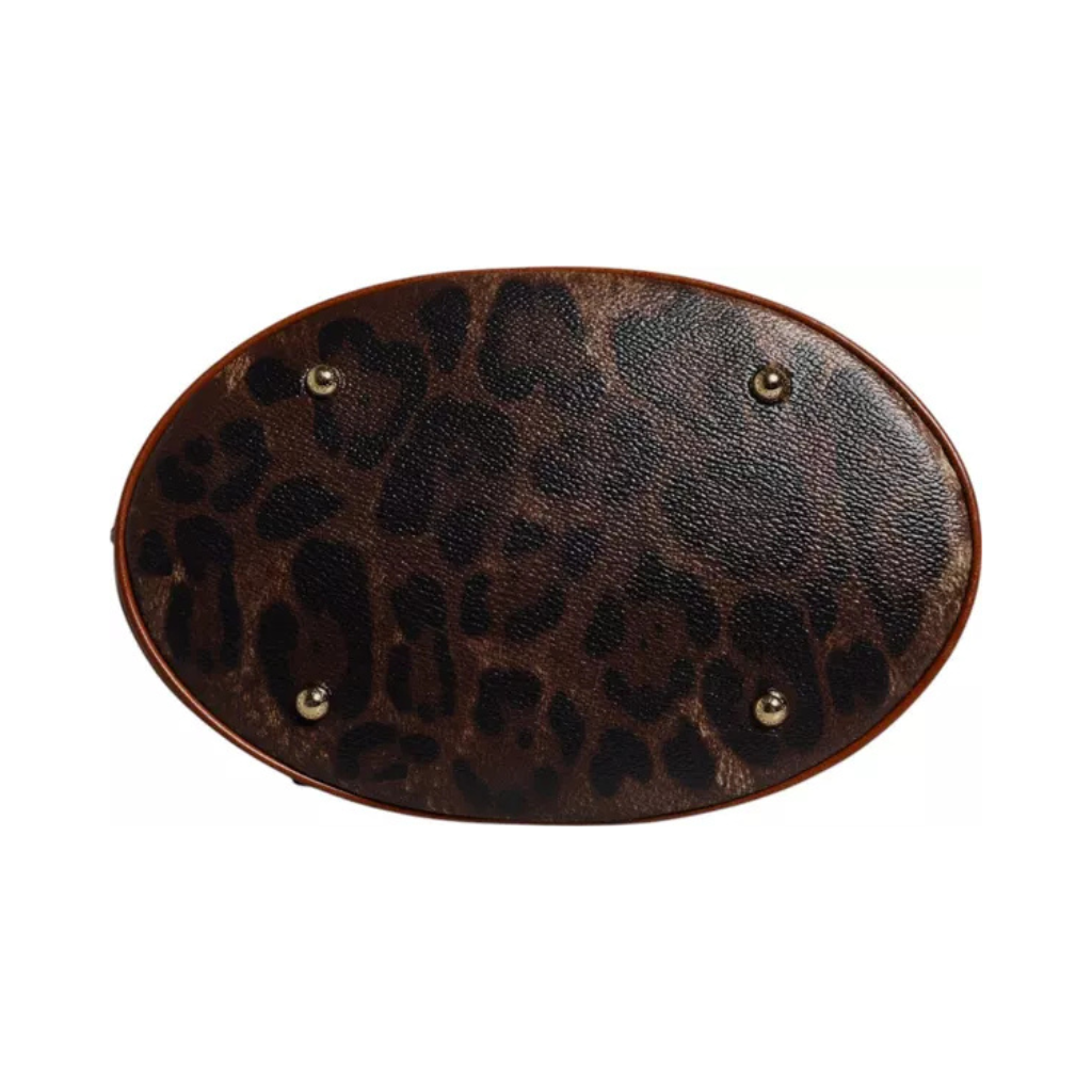 Dolce & Gabbana - Brown Leopard Leather Shoulder Strap Tote Bag