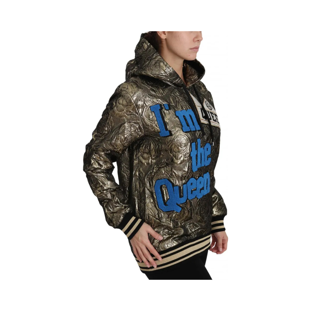 Dolce & Gabbana - Felpa con cappuccio I'm the Queen Gold Brocade