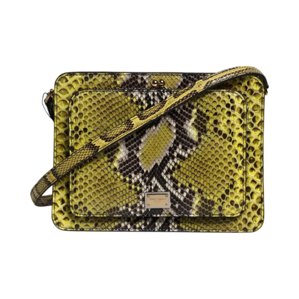 Dolce & Gabbana - Green Exotic Leather DG Plaque Crossbody Clutch Bag