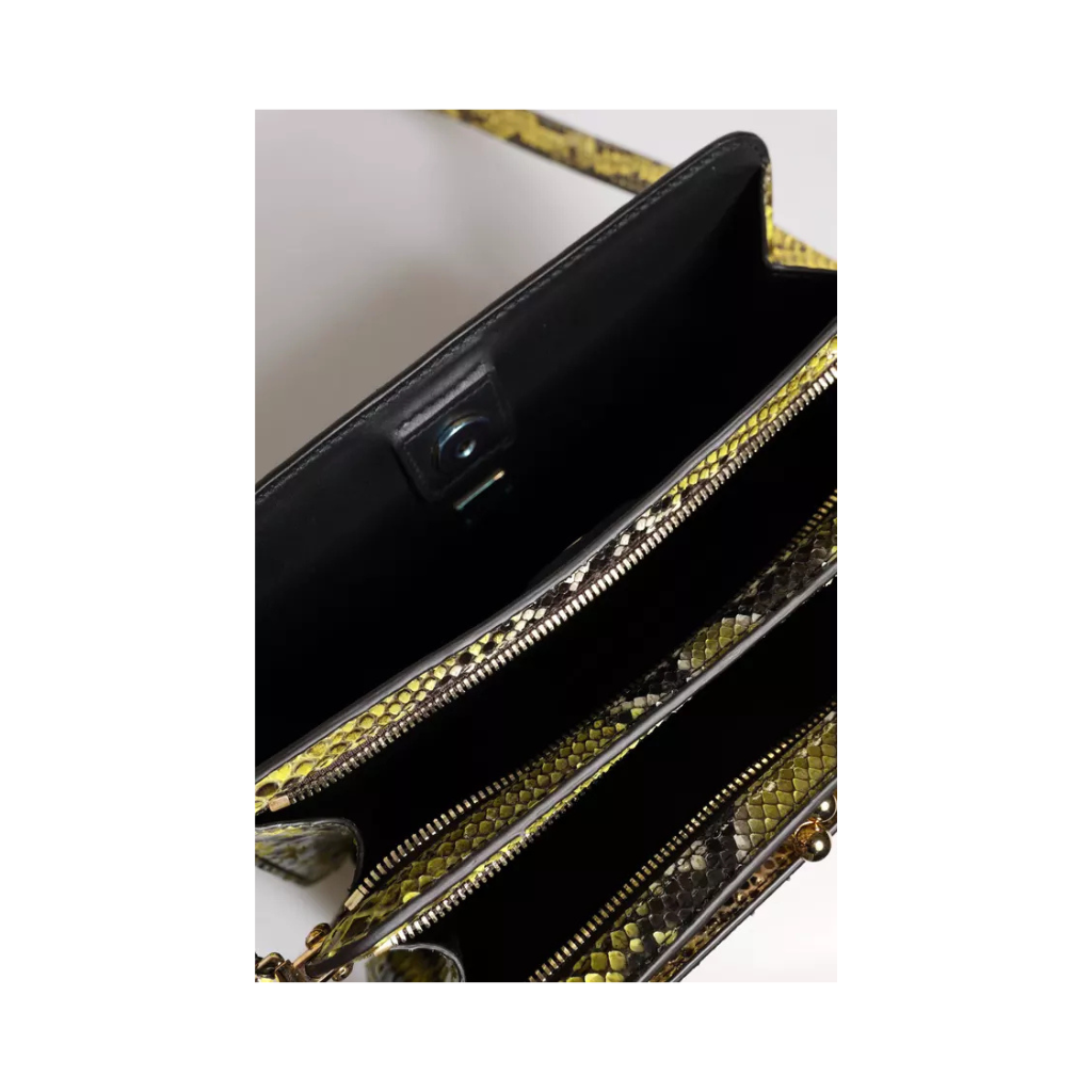 Dolce & Gabbana - Green Exotic Leather DG Plaque Crossbody Clutch Bag