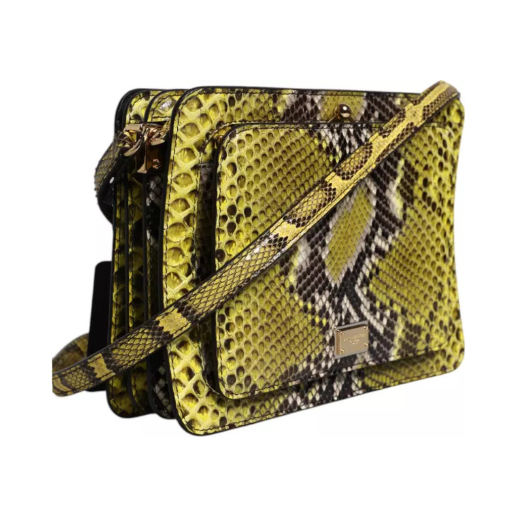 Dolce & Gabbana - Green Exotic Leather DG Plaque Crossbody Clutch Bag
