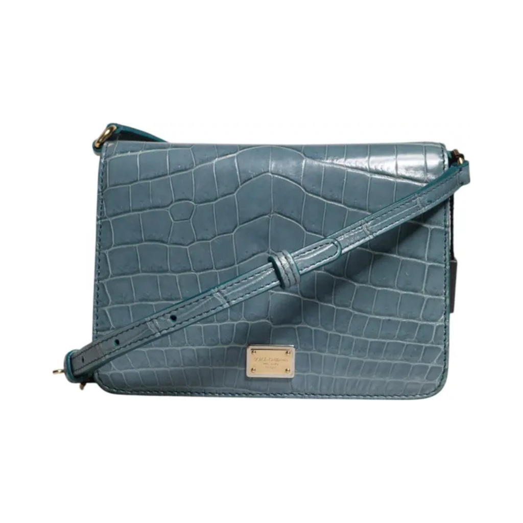 Dolce & Gabbana - Green Exotic Leather DG Plaque Crossbody Mini Bag