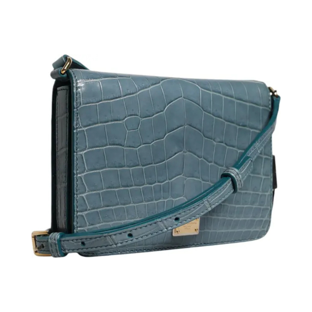 Dolce & Gabbana - Green Exotic Leather DG Plaque Crossbody Mini Bag