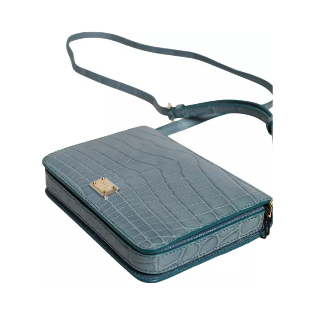 Dolce & Gabbana - Green Exotic Leather DG Plaque Crossbody Mini Bag