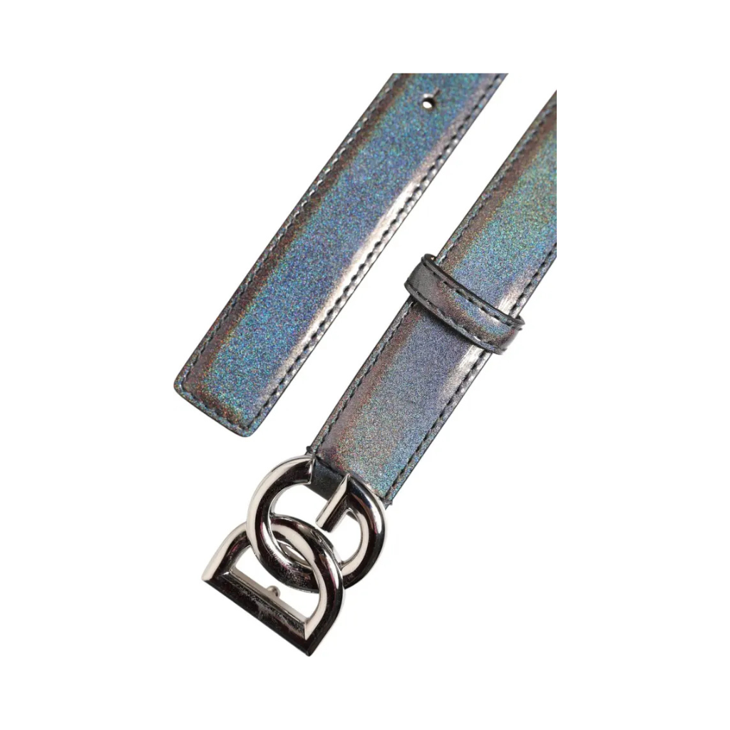 Dolce & Gabbana - Metallic Leather Silver Tone Logo Buckle Belt