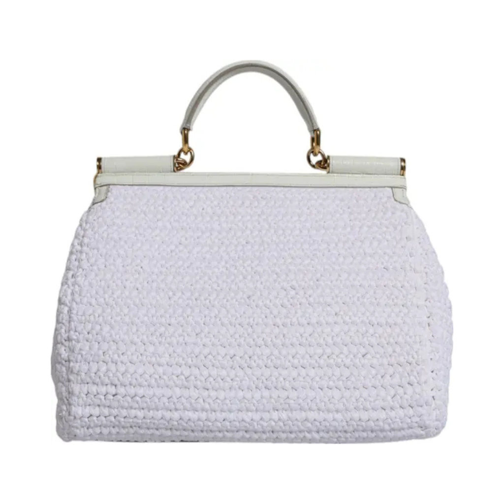 Dolce & Gabbana - Sicily White Rafia Leather Crossbody Bag