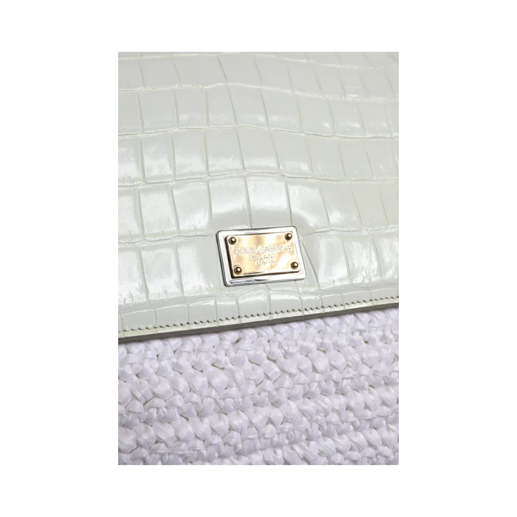 Dolce & Gabbana - Sicily White Rafia Leather Crossbody Bag