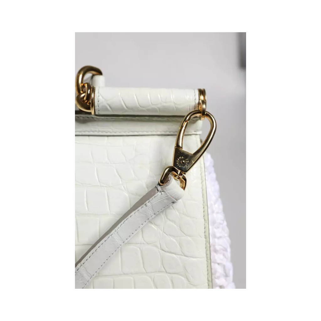 Dolce & Gabbana - Sicily White Rafia Leather Crossbody Bag