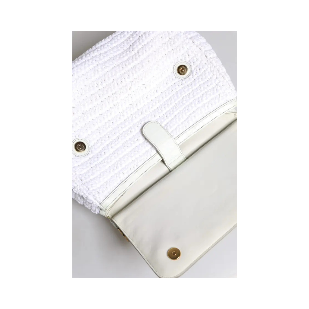 Dolce & Gabbana - Sicily White Rafia Leather Crossbody Bag