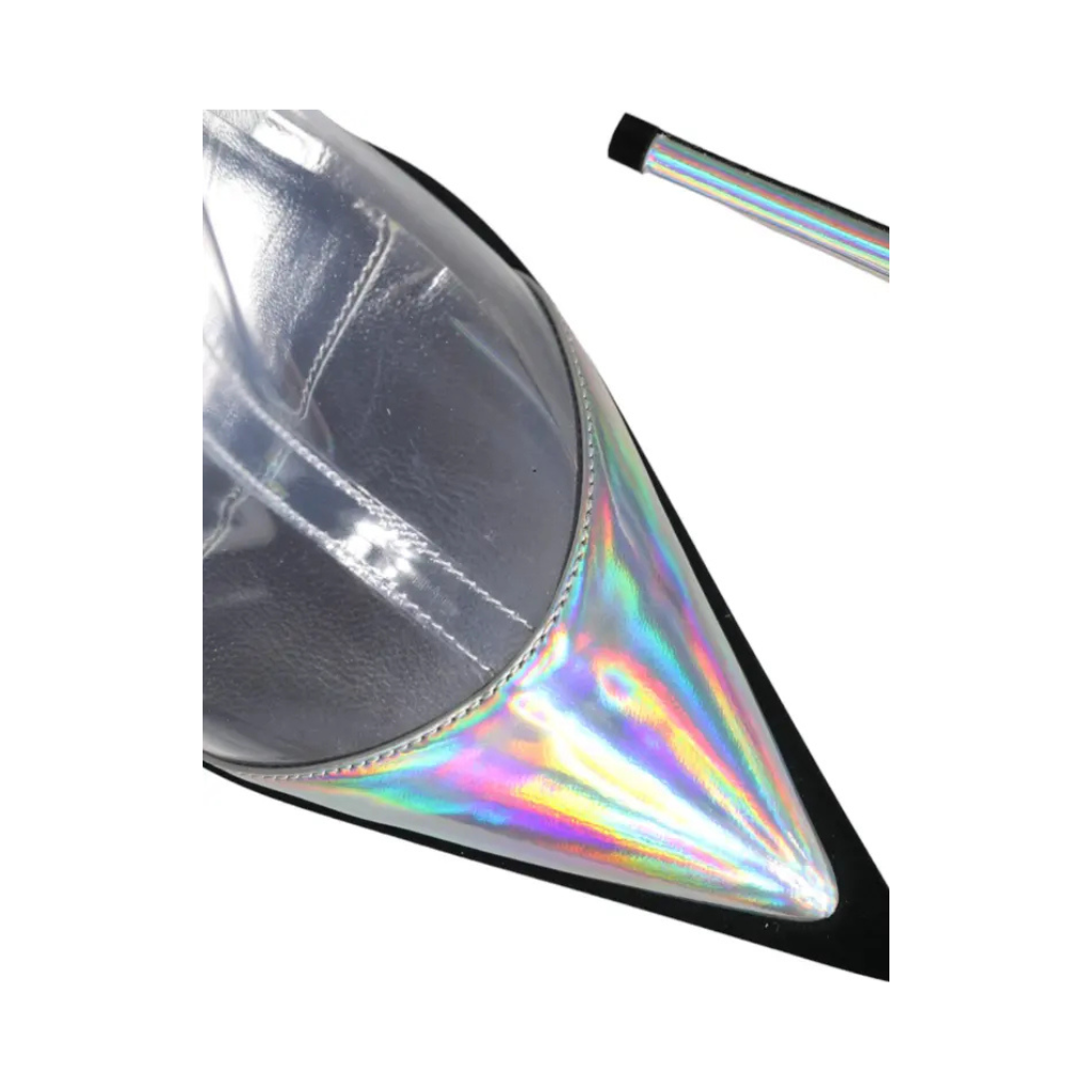 Dolce & Gabbana - Silver Iridescent PVC Pointed Short Boots Shoes