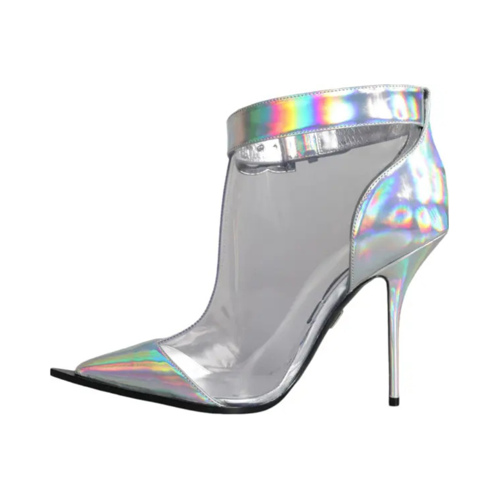 Dolce & Gabbana - Silver Iridescent PVC Pointed Short Boots Shoes