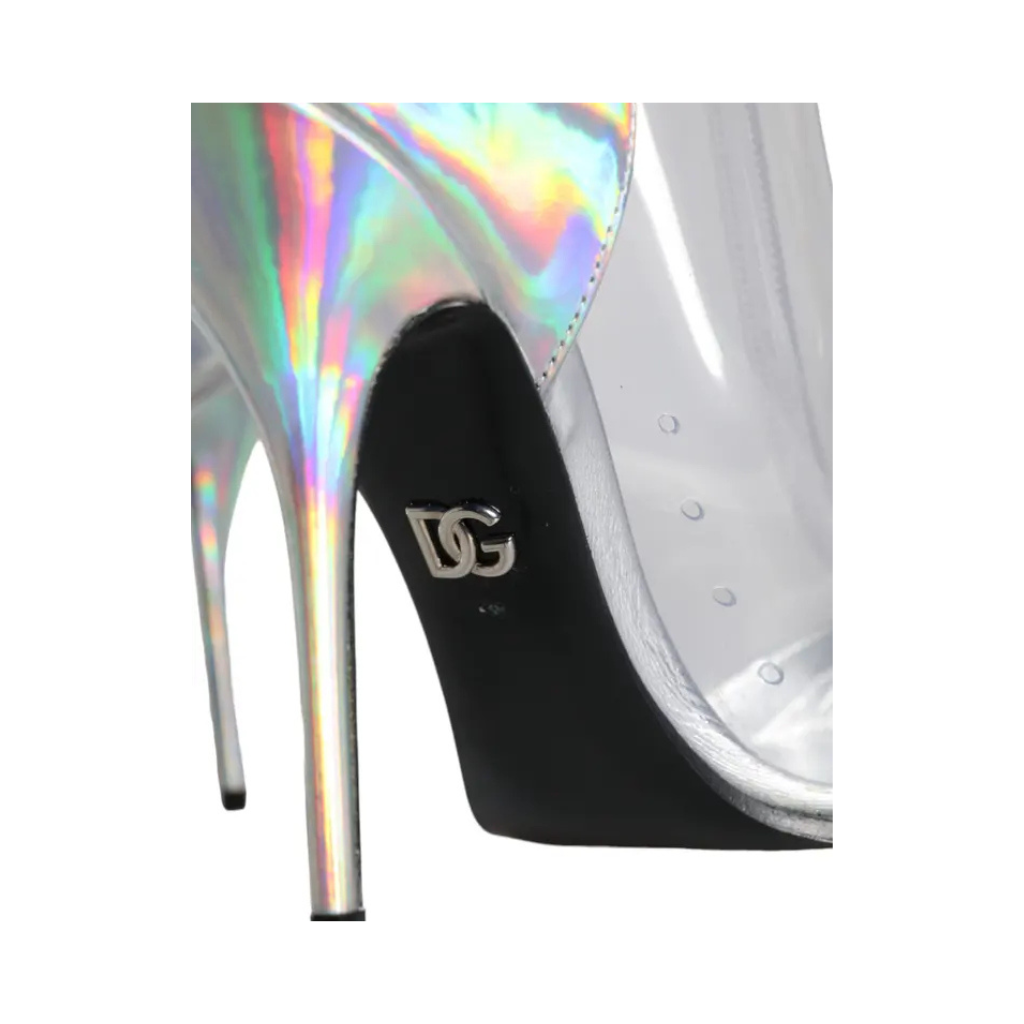 Dolce & Gabbana - Silver Iridescent PVC Pointed Short Boots Shoes