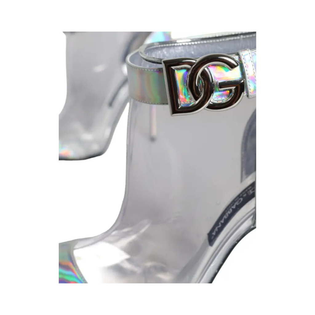 Dolce & Gabbana - Silver Iridescent PVC Pointed Short Boots Shoes