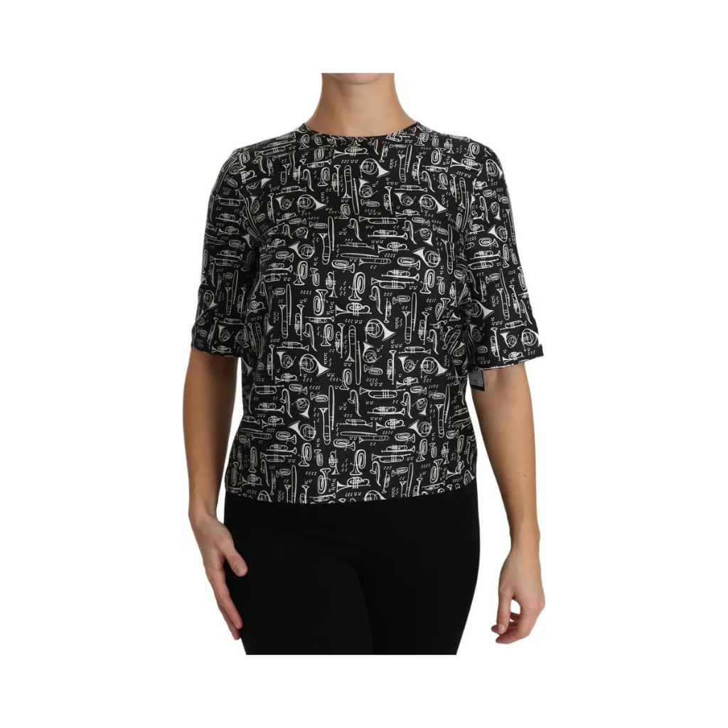 Dolce & Gabbana - T-shirt Black Musical Instruments Print