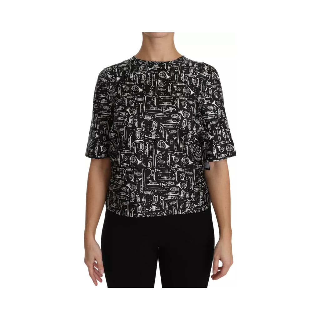 Dolce & Gabbana - T-shirt Black Musical Instruments Print