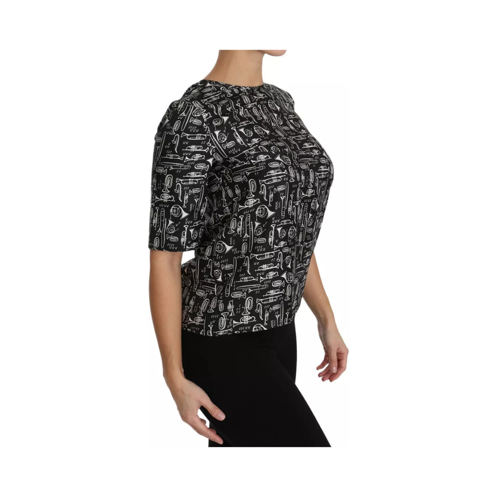 Dolce & Gabbana - T-shirt Black Musical Instruments Print