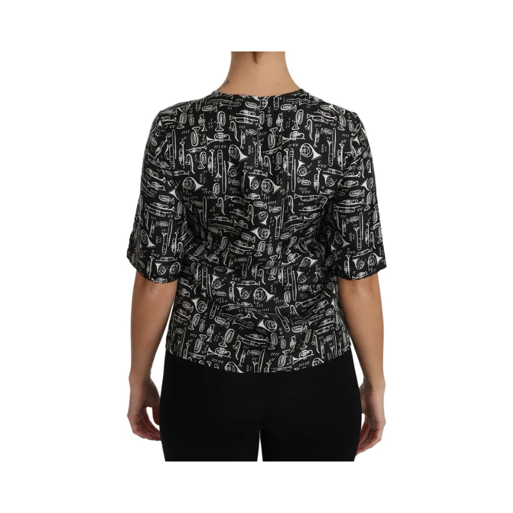 Dolce & Gabbana - T-shirt Black Musical Instruments Print