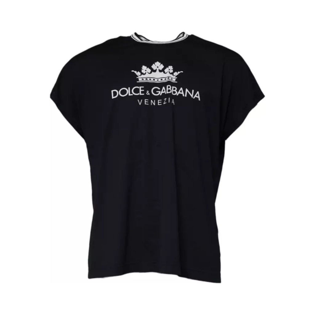 Dolce & Gabbana - Venezia Crown Logo Crew Neck - T-shirt - Dark Blue