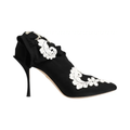 Dolce & Gabbana - Black White Embroidered Jersey Stiletto Boots Shoes