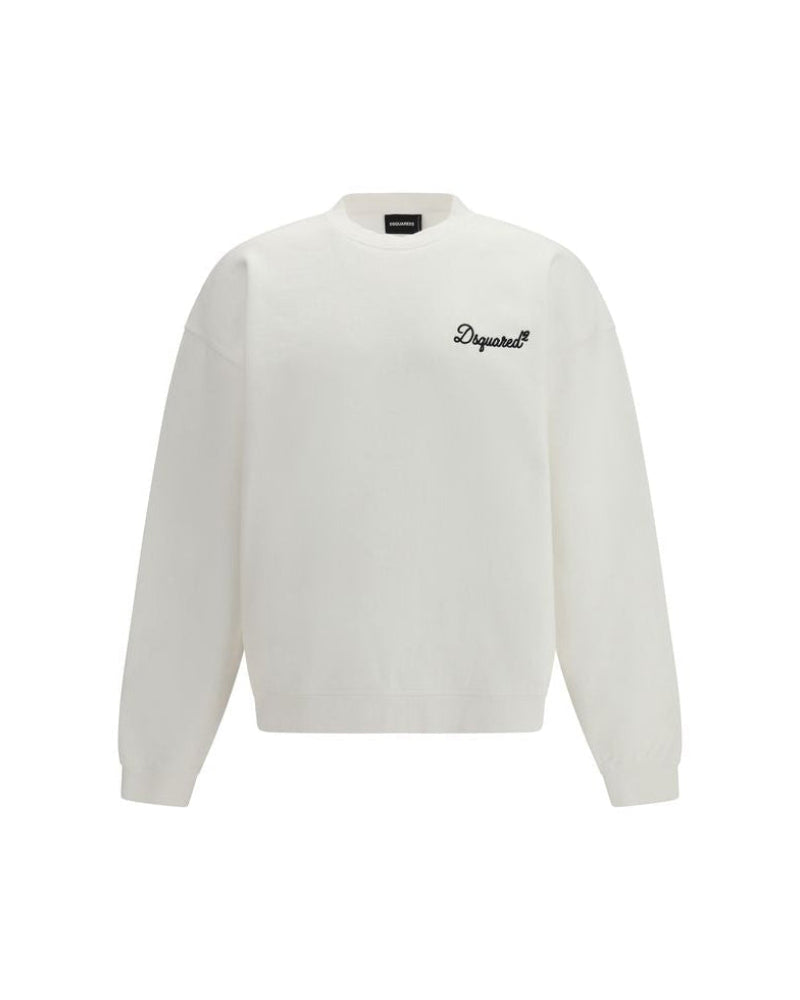 Dsquared2 – Felpa Logo Ricamato in Cotone Bianco