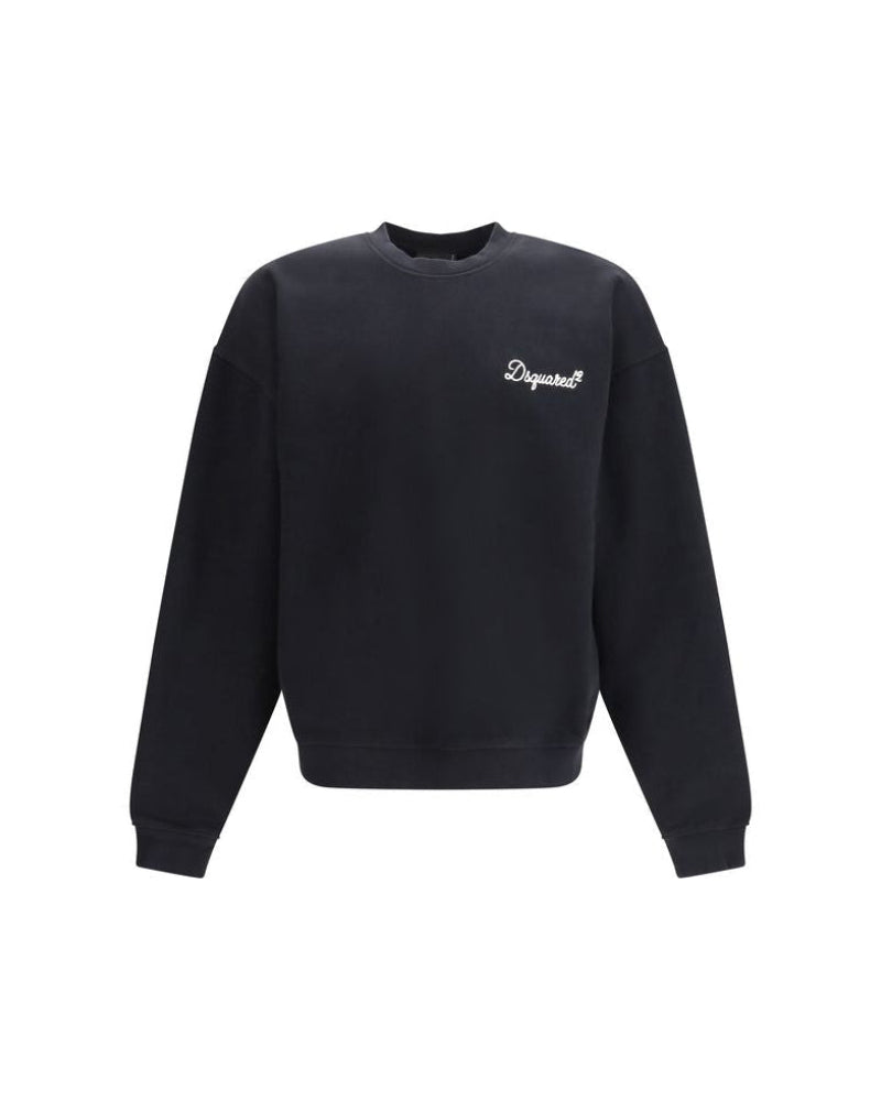 Dsquared2 – Felpa Logo Ricamato in Cotone Black