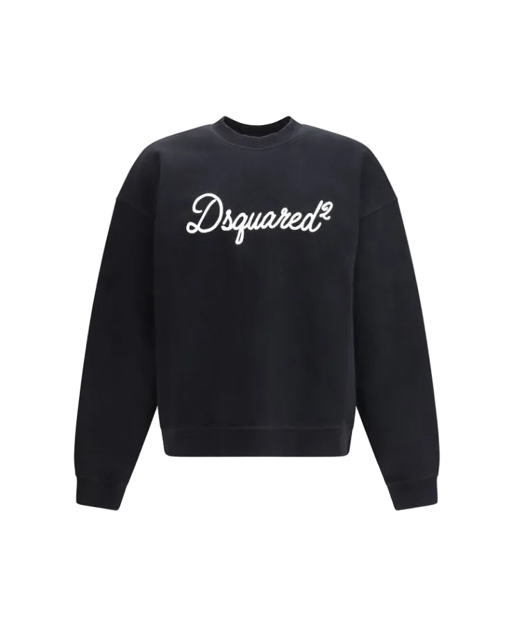 Dsquared2 – Felpa Logo Ricamato in Cotone Nero